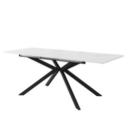 Matteo Extendable Dining Table - 150-180Cm, Black & White Marble Effect, Cross Leg. Doubles As Coffee Table. - thumbnail 9