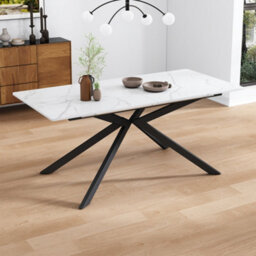 Matteo Extendable Dining Table - 150-180Cm, Black & White Marble Effect, Cross Leg. Doubles As Coffee Table. - thumbnail 4