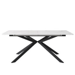 Matteo Extendable Dining Table - 150-180Cm, Black & White Marble Effect, Cross Leg. Doubles As Coffee Table. - thumbnail 7