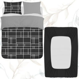 Lazzaro Premium Reversible Duvet Cover Set With Matching Fitted Sheet - thumbnail 1