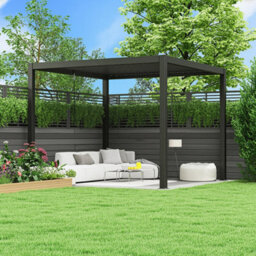 Primrose Living Primrose Charcoal Pergola With Steel Louvered Shutter Roof 3M X 4M - thumbnail 7