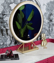 CARME Home Tokyo Glow Raspberry Velvet Dressing Table With Led Touch Sensor Mirror - thumbnail 4