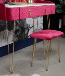 CARME Home Tokyo Glow Raspberry Velvet Dressing Table With Led Touch Sensor Mirror - thumbnail 3