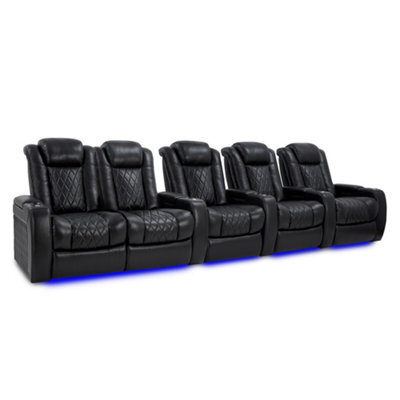 Valencia Tuscany Xl Home Theater Seating Row Of 5 Loveseat Left Midnight Black Nappa Leather Power Headrest - image 1
