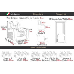 Valencia Tuscany Xl Home Theater Seating Row Of 5 Loveseat Left Midnight Black Nappa Leather Power Headrest - thumbnail 7