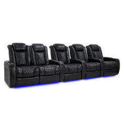 Valencia Tuscany Xl Home Theater Seating Row Of 5 Loveseat Left Midnight Black Nappa Leather Power Headrest