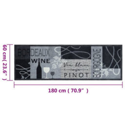 Berkfield Kitchen Rug Washable Wine Grey 60X180 Cm Velvet - thumbnail 5