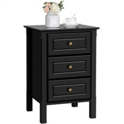 Yaheetech Black 3-Drawer Bedside Table Modern Style - thumbnail 2