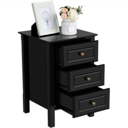 Yaheetech Black 3-Drawer Bedside Table Modern Style - thumbnail 3