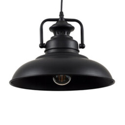 Valuelights Duomo Industrial Style Matt Black Metal Ceiling Pendant Light Fitting - thumbnail 1