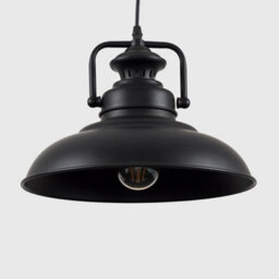 Valuelights Duomo Industrial Style Matt Black Metal Ceiling Pendant Light Fitting - thumbnail 4