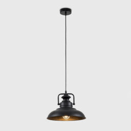 Valuelights Duomo Industrial Style Matt Black Metal Ceiling Pendant Light Fitting - thumbnail 3