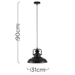 Valuelights Duomo Industrial Style Matt Black Metal Ceiling Pendant Light Fitting - thumbnail 8