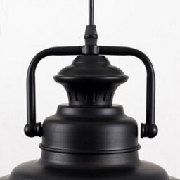 Valuelights Duomo Industrial Style Matt Black Metal Ceiling Pendant Light Fitting - thumbnail 6