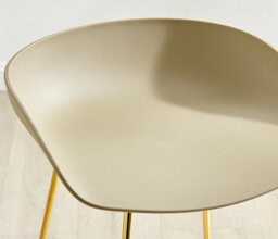 Furniturebox Set Of 2 Harper Taupe Scandinavian Inspired Molded Plastic Counter Stools With Gold Metal Legs - thumbnail 3