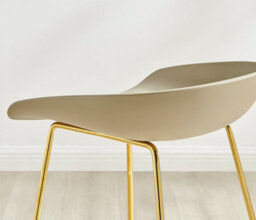 Furniturebox Set Of 2 Harper Taupe Scandinavian Inspired Molded Plastic Counter Stools With Gold Metal Legs - thumbnail 4