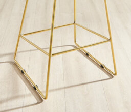 Furniturebox Set Of 2 Harper Taupe Scandinavian Inspired Molded Plastic Counter Stools With Gold Metal Legs - thumbnail 5