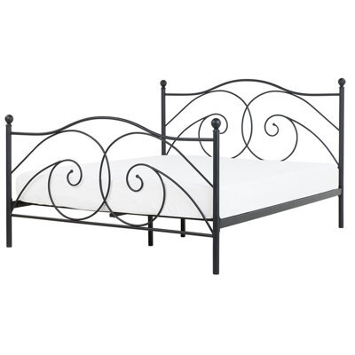 Beliani Bed Metal Dinard 160 X 200 Cm (Eu King Size) Black - image 1
