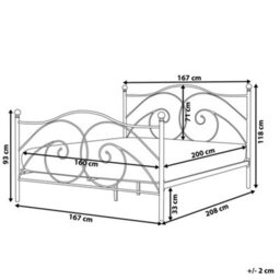 Beliani Bed Metal Dinard 160 X 200 Cm (Eu King Size) Black - thumbnail 3