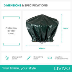 Livivo Heavy-Duty Waterproof Fire Pit Cover - Gas Grill Protector For Outdoor Furniture & Garden Firepits - thumbnail 8