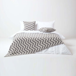 Homescapes Grey Chevron Cotton Knitted Throw, 150 X 200 Cm - thumbnail 3