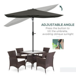 Outsunny 2 X 3(M) Garden Parasol Rectangular Market Umbrella W/ Crank Dark Grey - thumbnail 4