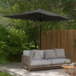 Outsunny 2 X 3(M) Garden Parasol Rectangular Market Umbrella W/ Crank Dark Grey - thumbnail 1