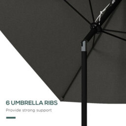 Outsunny 2 X 3(M) Garden Parasol Rectangular Market Umbrella W/ Crank Dark Grey - thumbnail 6