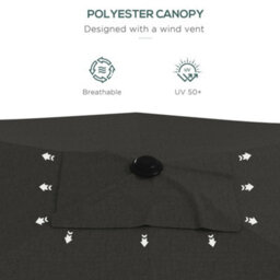 Outsunny 2 X 3(M) Garden Parasol Rectangular Market Umbrella W/ Crank Dark Grey - thumbnail 7
