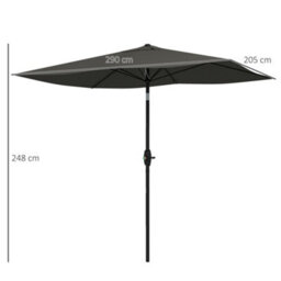 Outsunny 2 X 3(M) Garden Parasol Rectangular Market Umbrella W/ Crank Dark Grey - thumbnail 3