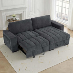 Furnishings For Less UK Frankie Grey Universal Corner Sofa Bed With Storage Usb & Cupholder - thumbnail 4