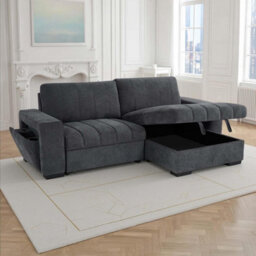 Furnishings For Less UK Frankie Grey Universal Corner Sofa Bed With Storage Usb & Cupholder - thumbnail 3