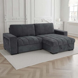 Furnishings For Less UK Frankie Grey Universal Corner Sofa Bed With Storage Usb & Cupholder - thumbnail 2