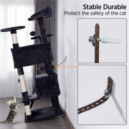 Yaheetech 137Cm Cat Tree Tower With Scratching Posts - Black - thumbnail 9