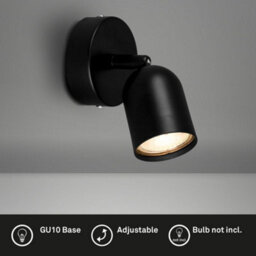 Briloner Black Modern Gu10 Wall Light Spotlight Adjustable Metal Reading Spot Lamp Hallway Bedroom - thumbnail 3