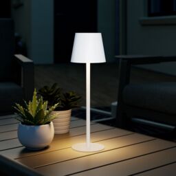 GoodHome Quelea Conical Matt White Rechargeable Integrated Led Table Lamp - thumbnail 5