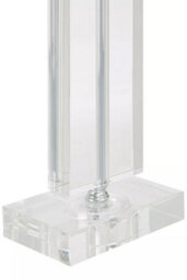 Orsina Rectangular Table Lamp With Crystal Base, Chrome Finish Metal Tube Table Lamp With White Fabric Shade - thumbnail 4
