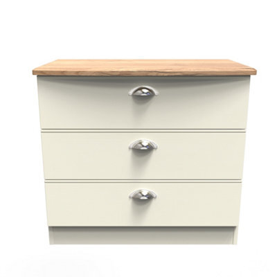 Albert 3 Drawer Chest In Cream Ash & Oak (Ready Assembled) - image 1