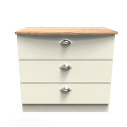 Albert 3 Drawer Chest In Cream Ash & Oak (Ready Assembled)