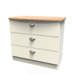 Albert 3 Drawer Chest In Cream Ash & Oak (Ready Assembled) - thumbnail 3