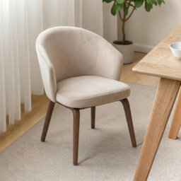 Woodmere Beige Velvet Dining Chair With Walnut Effect Ash Solid Wood Frame - thumbnail 9