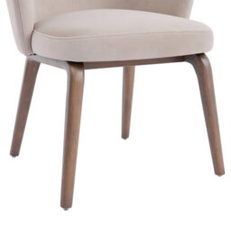 Woodmere Beige Velvet Dining Chair With Walnut Effect Ash Solid Wood Frame - thumbnail 6