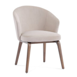 Woodmere Beige Velvet Dining Chair With Walnut Effect Ash Solid Wood Frame - thumbnail 2