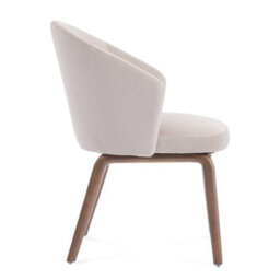 Woodmere Beige Velvet Dining Chair With Walnut Effect Ash Solid Wood Frame - thumbnail 4