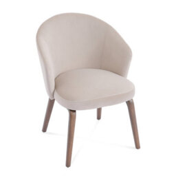 Woodmere Beige Velvet Dining Chair With Walnut Effect Ash Solid Wood Frame - thumbnail 3