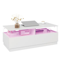Keepreaper Sleek Modern Coffee Table With Storage And Led Light - thumbnail 4