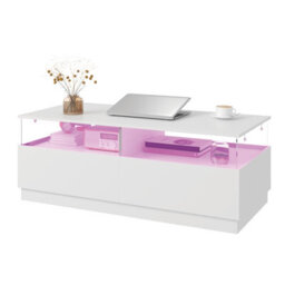 Keepreaper Sleek Modern Coffee Table With Storage And Led Light - thumbnail 2