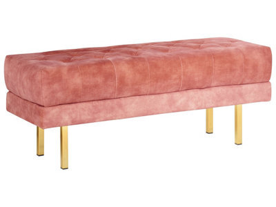 Beliani Upholstered Bench Roseville Velvet Pink - image 1
