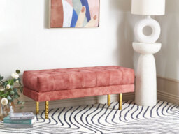 Beliani Upholstered Bench Roseville Velvet Pink - thumbnail 2