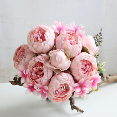 Lifelike Pink Peony Artificial Flower Bouquet - 13 Heads Silk & Plastic 50Cm Tall For Home, Wedding & Events - image 1